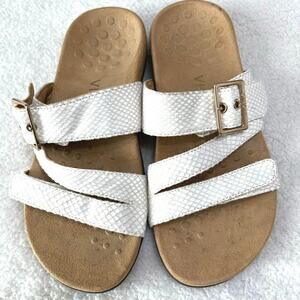 Vionic Women’s Skylar Slide Sandal Sz 6/37 Wide White Hook N Loop/Buckle